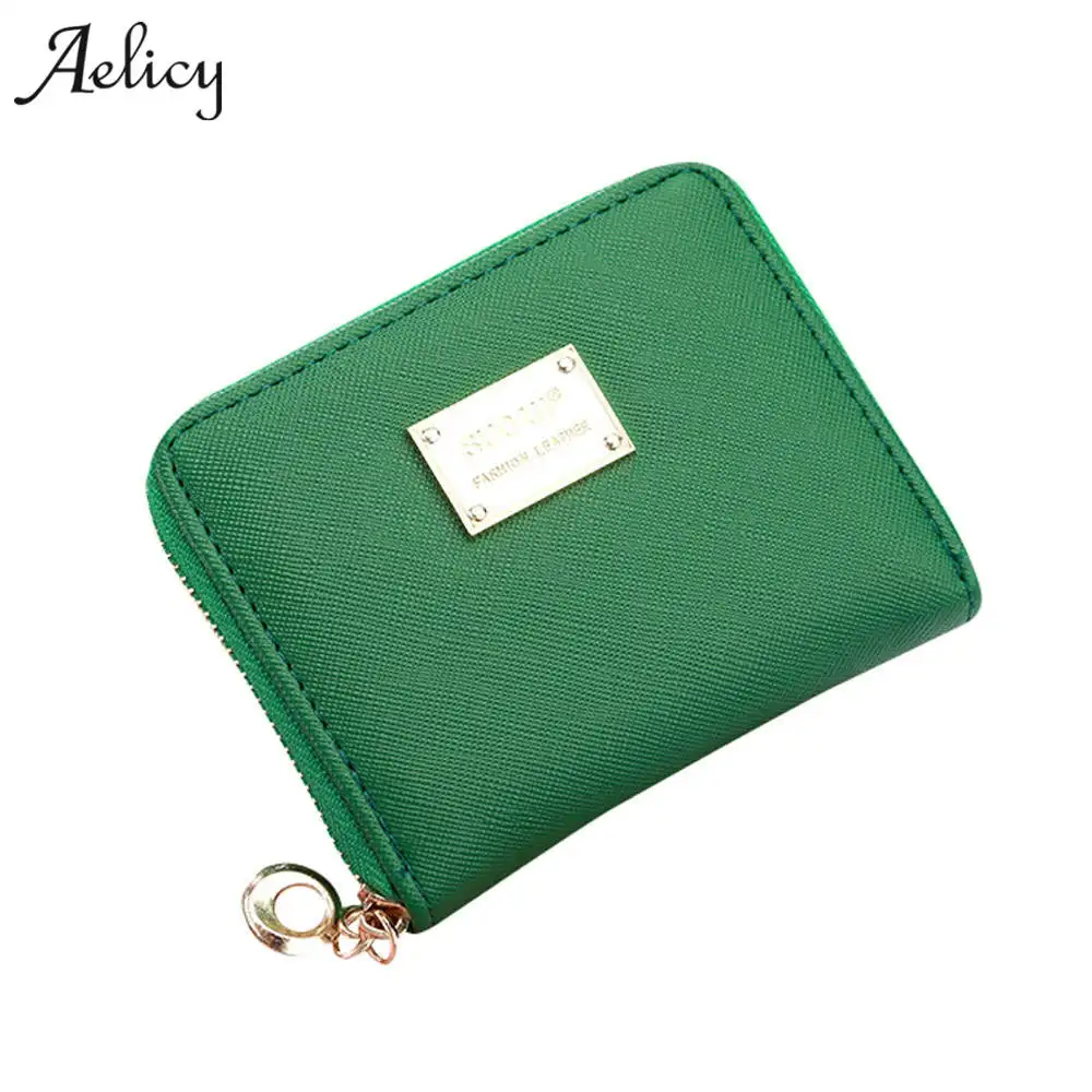 

Aelicy Candy Color Leather Small Wallet Women's Purse Women's Purse Thin Zipper Women's Wallet Women Coin Purse Mini Card