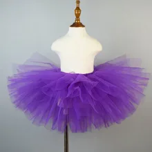 Однотонная фиолетовая Пышная юбка-пачка для девочек, Классическая фатиновая юбка-пачка для маленьких девочек на день рождения, праздничный костюм для детей на Хэллоуин