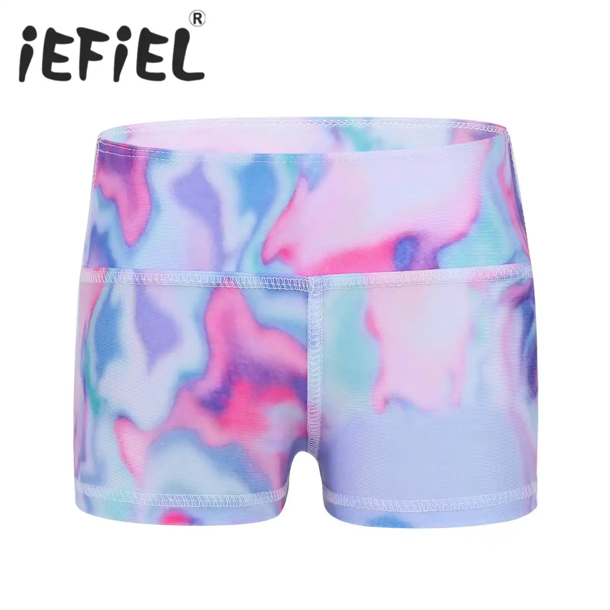 iEFiEL Kids Girls Dance Sports Outfits Ballet Gymnastics Leotard Crop Tops Shirt with Booty Short Dance Costume