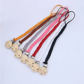 

Hot Baby Safe Pacifier Clips Kids Leather Non-toxic Soother Clip Newborn Pacifier Holder Teething Toy Infant Braided Clip Nipple