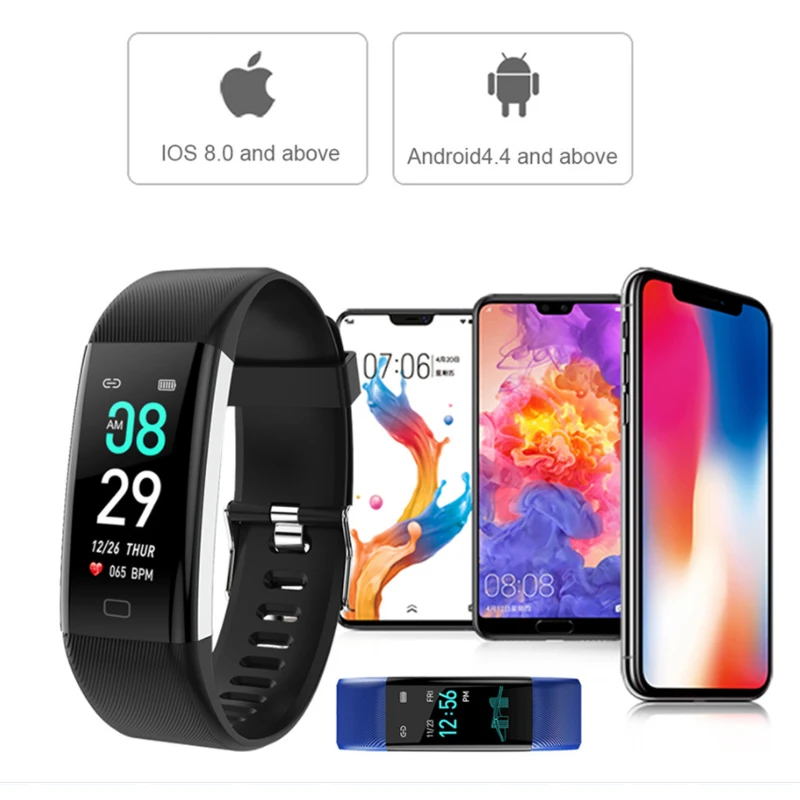 

2019 Smart Bracelet Blood Pressure Blood Oxygen Heart Rate Monitor Smart Band Pedometer Watch connect Android Apple Iphone 6 7