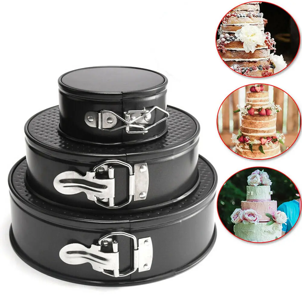 

3pc 4"+7"+9" Non Stick Cake Tier Mold Baking Pan Tray Spring Form Round Bakeware Kitchen Accessory Baking Tool