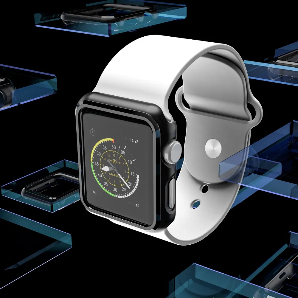 Бампер для apple watch series 1 2 3 4 PC чехол тонкий чехол для iWatch тонкий протектор пластиковая черная рамка 40 44 38 42 мм ремешок