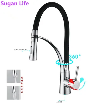 

Sugan Life Wholesale copper pull spring double water kitchen sink hot and cold water faucet Free shipping