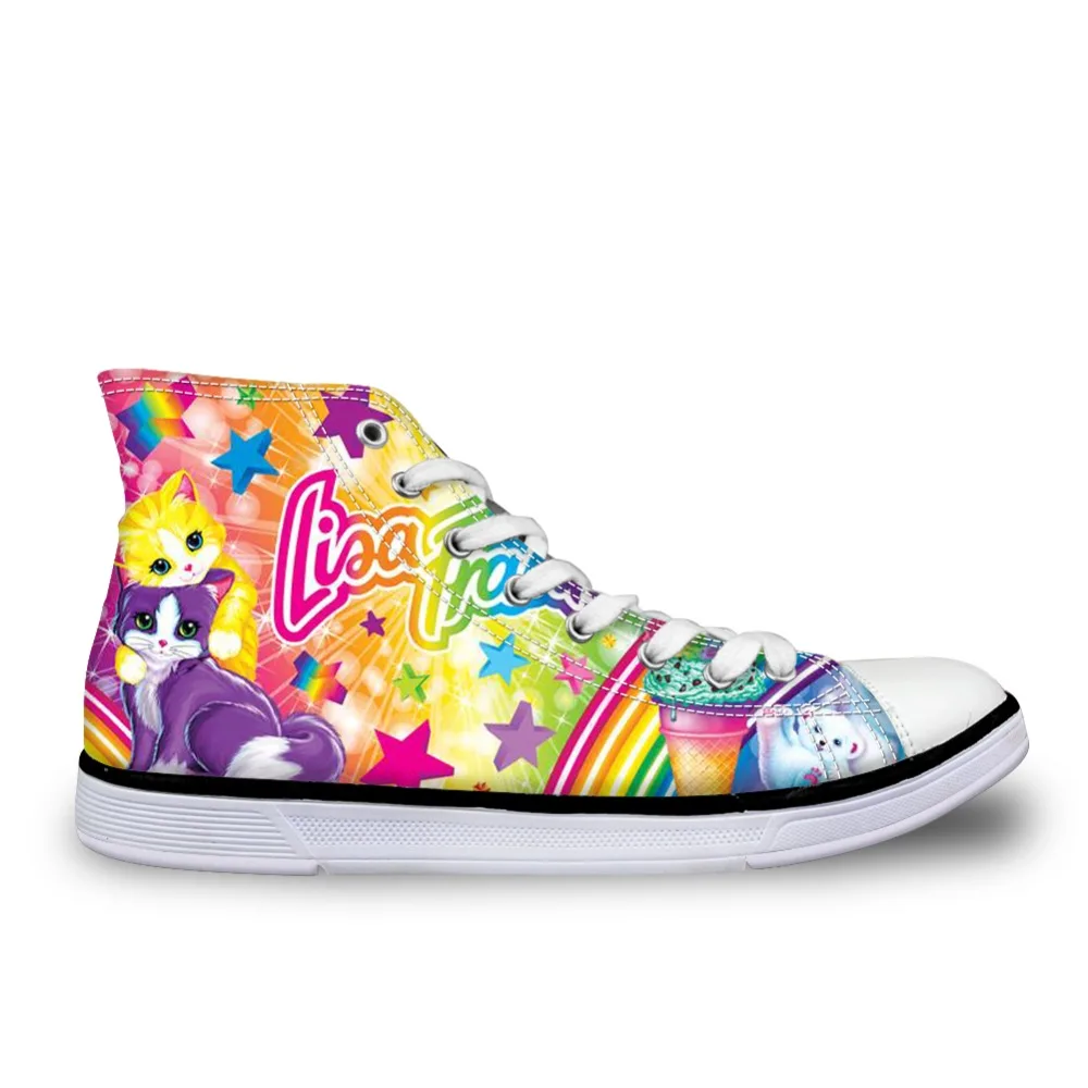 

Plstar Cosmos Fashion Spring High Top Vulcanize Shoes Lisa Frank 3D Printing High-top Canvas Leisure Shoes for Man/Women