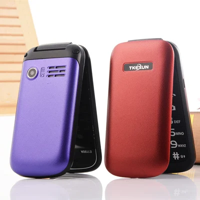 Дешевые флип мобильный телефон TKEXUN E1190A 2,6 дюймов Quad Band GSM 1000 мАч Bluetooth FM радио Две сим сотовые телефоны для женщин