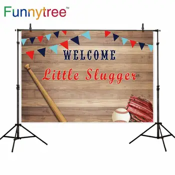 

Funnytree photographic background slugger wooden board Baseball banner photography backdrops photo shoot photocall photobooth