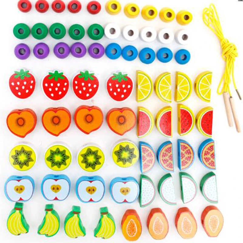 Деревянные бусины игрушка для ребенка фрукты торт веревка бисером DIY ручной работы просветление обучающие игрушки для детей просветление