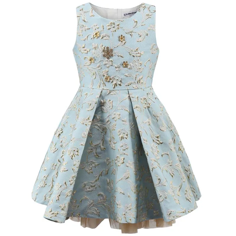 Childdkivy/ г. Весеннее платье принцессы для девочек праздничное платье для маленьких девочек на день рождения, Детские платья для девочек от 3 до 10 лет, одежда - Цвет: Небесно-голубой