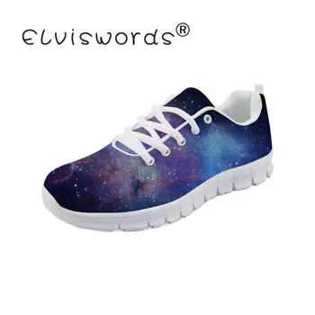 

ELVISWORDS Galaxy3D Prints Fashion Walking Shoes Platform Women's Lace-up Breathable Sneaker Air Mesh Sneakers zapatos de mujer