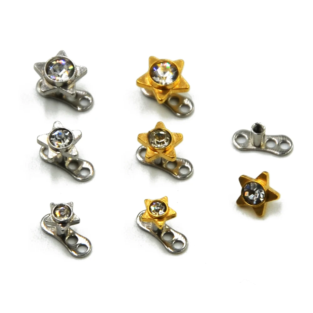Ювелирные изделия для пирсинга из хирургической стали с фианитом|dermal piercing|dermal