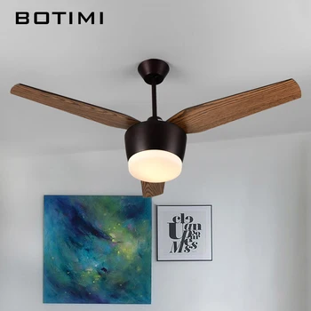 

BOTIMI 52 Inch LED Ceiling Fan With Remote For Living Room Ventilador De Teto Ceiling Fans lamp 3 Blades 220V Home Fixtures