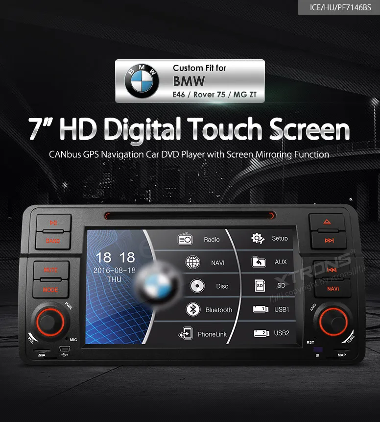 Clearance XTRONS 7 inch HD Digital Touch Screen Car DVD Player CANbus GPS Navigation For BMW E46/Rover 75/MG ZT 2001 2002 2003 2004 2005 0