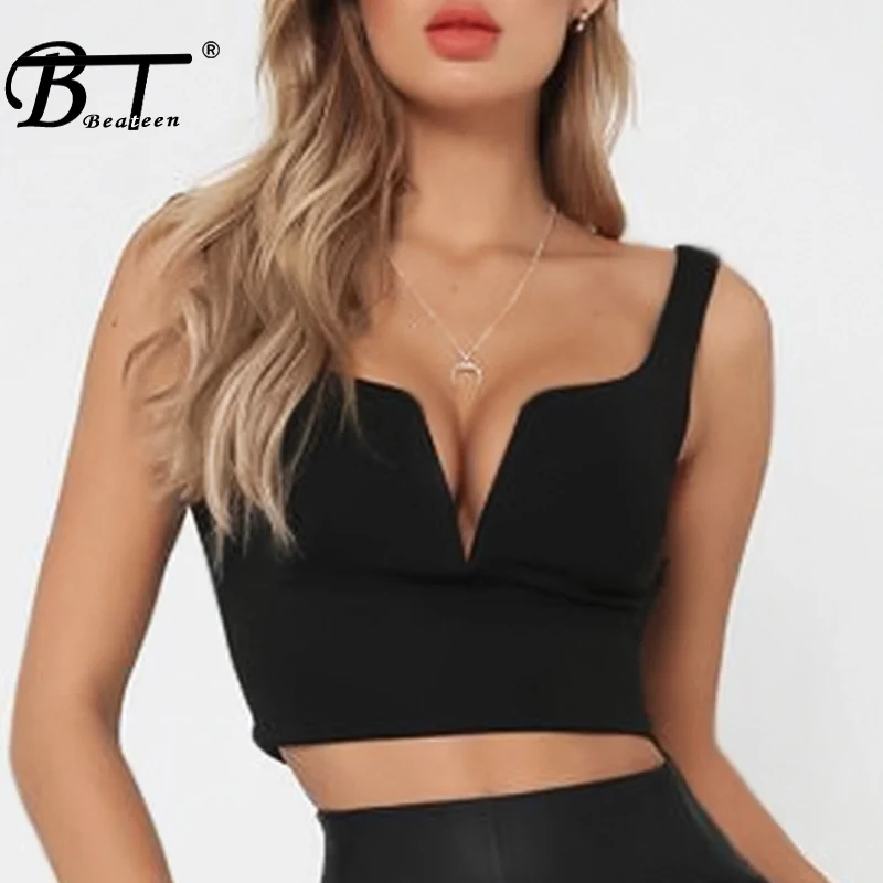 

Beateen 2019 New Women Bandage Tops V Neck Sleeveless Tank Crop Top Sexy Bodycon Luxury Party Lady Tops Fashion