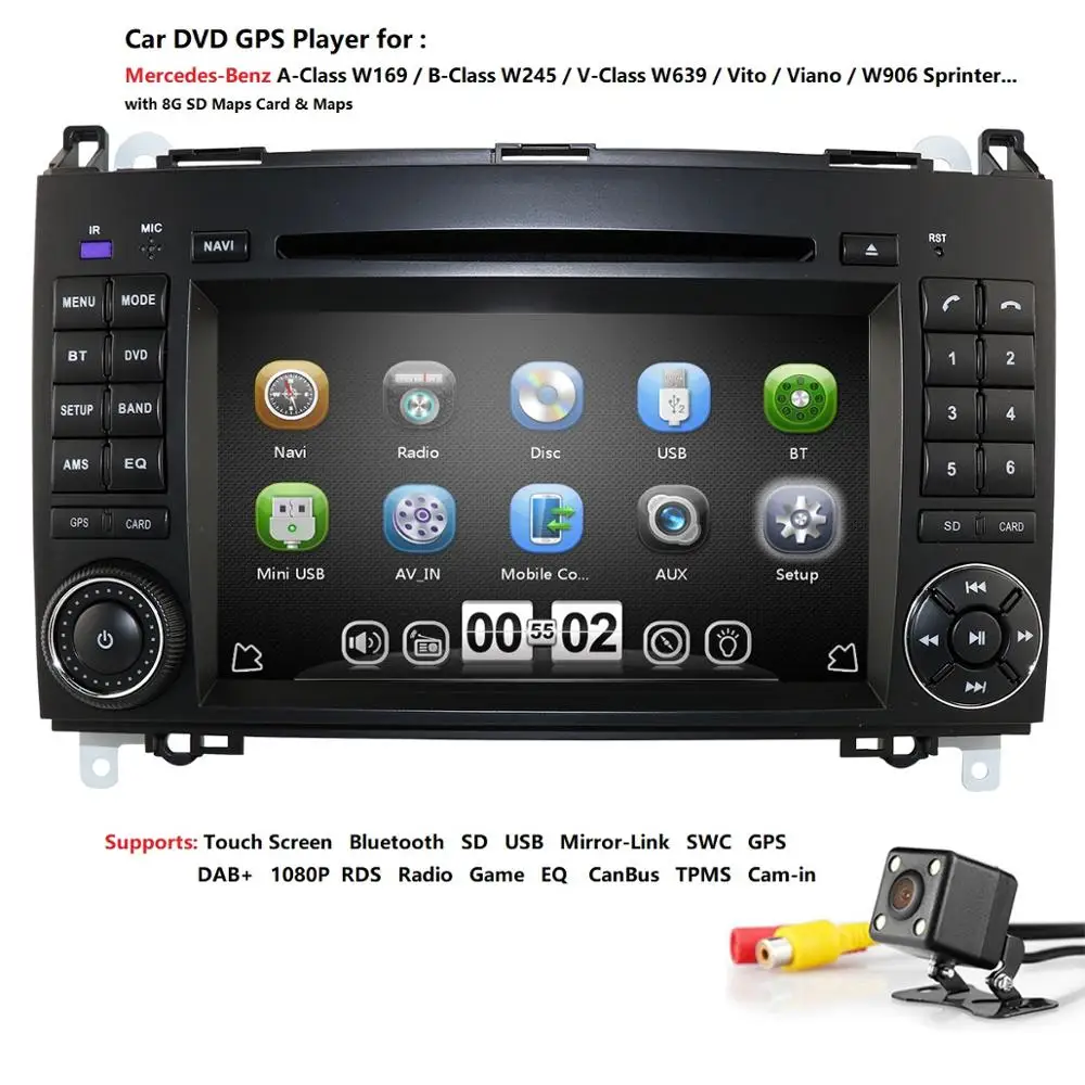 Car DVD Player for Mercedes Benz B200 B Class W169 W245 Viano Vito W639 Sprinter W906 2 Din Car Radio Multimedia GPS RDS