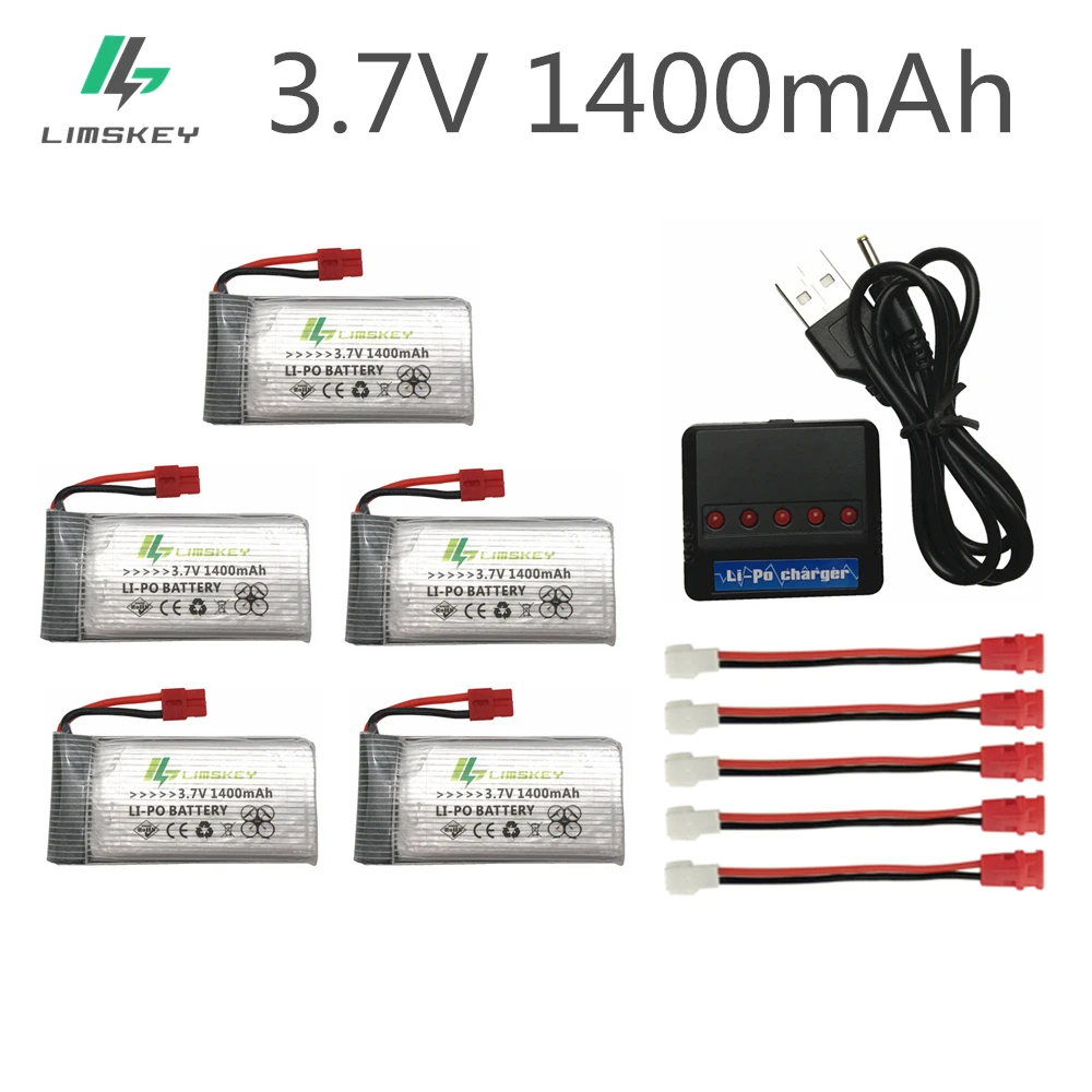 Вторая версия Limskey 1400mAh 3,7 V LiPo аккумулятор для SYMA X5SC X5SW X5HW X5HC X5UW аккумулятор с зарядным устройством Радиоуправляемый Дрон 3,7 V 1400 mah