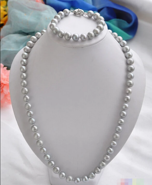

A0503 11mm gray round freshwater pearl necklace bracelet (0430)