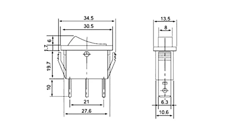 20 шт. 50 шт. KCD3 30*13 мм SPST 3PIN 15A 250 В защелкивающийся вкл/выкл положение оснастки перекидной клавишный выключатель с индикаторным светом