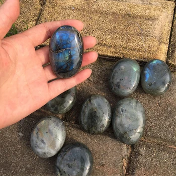 

Natural Brazil Labradorite Stone Egg Shaped massage Moonstone Pendant Sunlight Energy Glitter Stone Stress Reliever 4-5cm