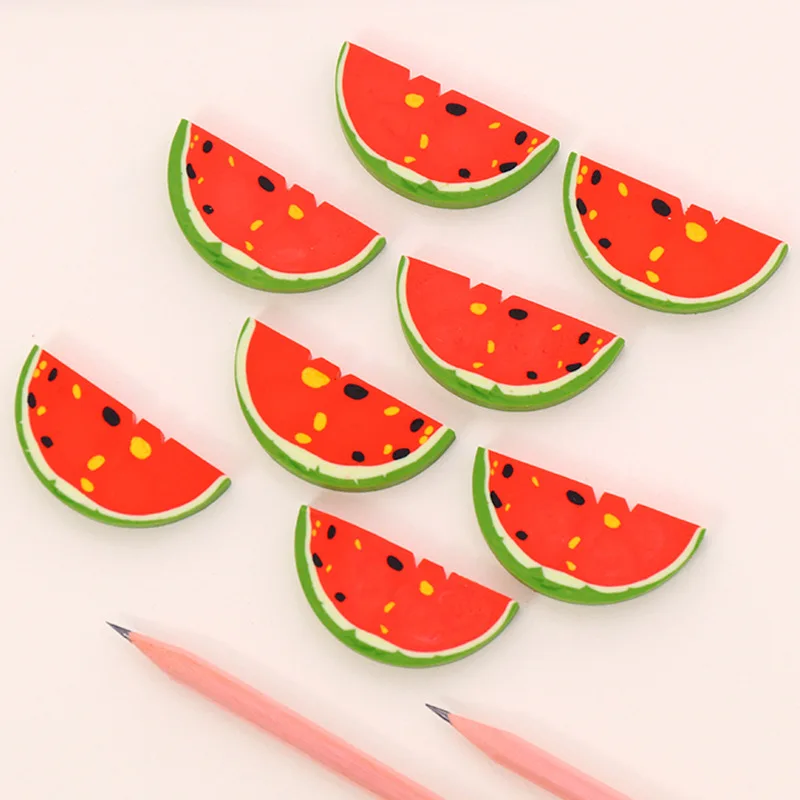 1 Pcs Novelty Cartoon Watermelon Rubber Eraser Kawaii Creative Stationery  School Supplies Papelaria Gifts for Kids