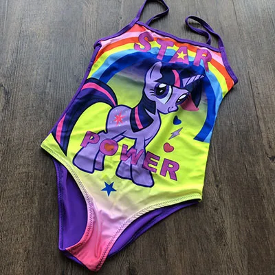 Последняя распродажа! От 2 до 10 лет купальный костюм для девочек, один предмет, детская одежда для купания с маленькой лошадкой, детский купальный костюм, пляжная одежда-SW325/H024 - Цвет: SW325 purple