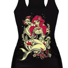 Женский жилет для фитнеса с изображением призрака русалки бесшовное для тренировки летняя Аэробика эластичный Топ на бретелях из мягкого волокна хип-хоп