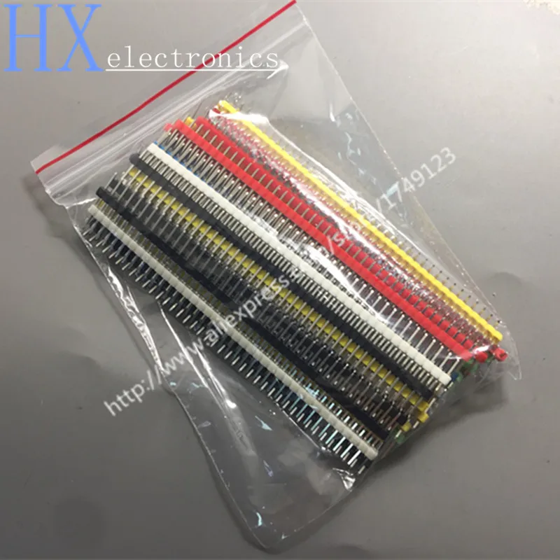 40P 2.54mm Male Single Row Pin Header 140P 6 Color each 3pcs 0.15yuan_