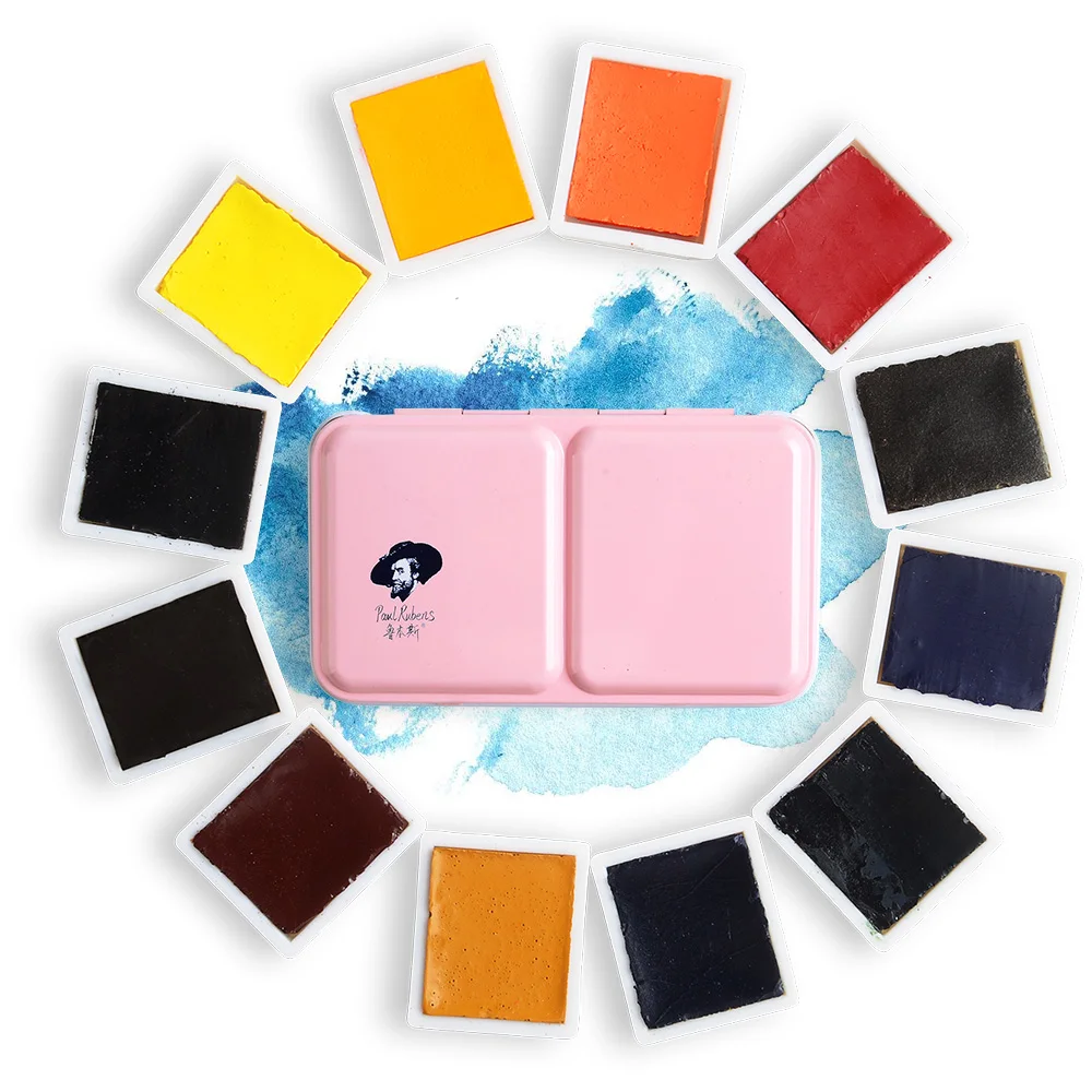 Skup 12 24 48 kolory Paul Rubens artysta akwarele stałe ciasta wykonane z gumy arabskiej, OX Gall wysoka odporność na światło i przezroczystość