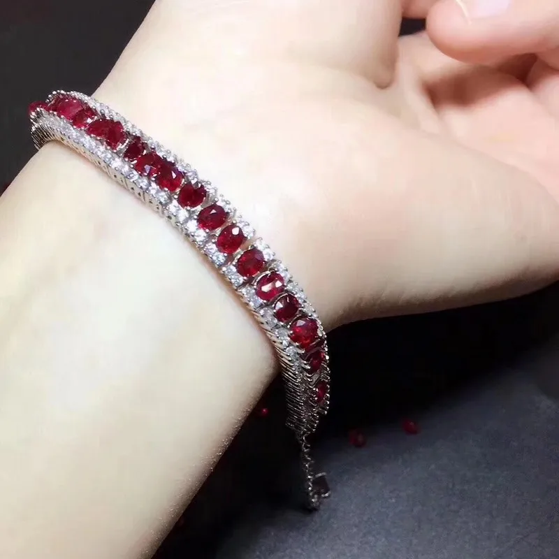 Fidelity natural 3*4mm ruby Bracelets s925 sterling silver elegant