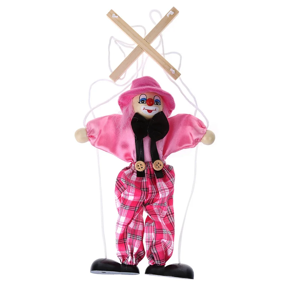 1 шт. Pull String кукольный клоун деревянная игрушка марионетта шарнирная кукла для активного отдыха винтажный ребенок