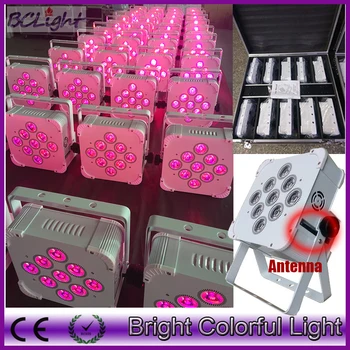 

(10lights+1 fly case/lot) new design 9x18w RGBWAUV 6 IN1 Battery operated wireless dmx led stage light led flat par uplight
