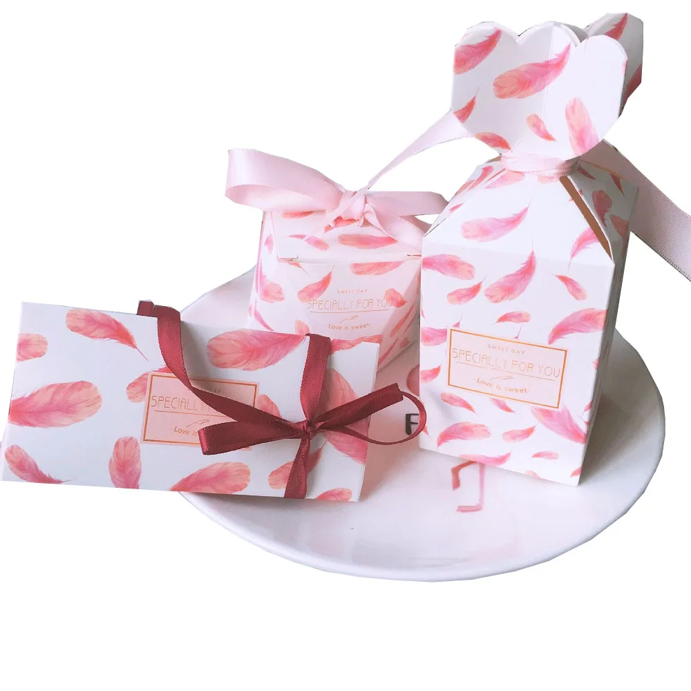 

10PC/Pack Cute Flamingo Feather Gift Boxes Wedding Birthday Creative Candy Bracelet Necklace Jewelry Packing Box Giveaway Boxes