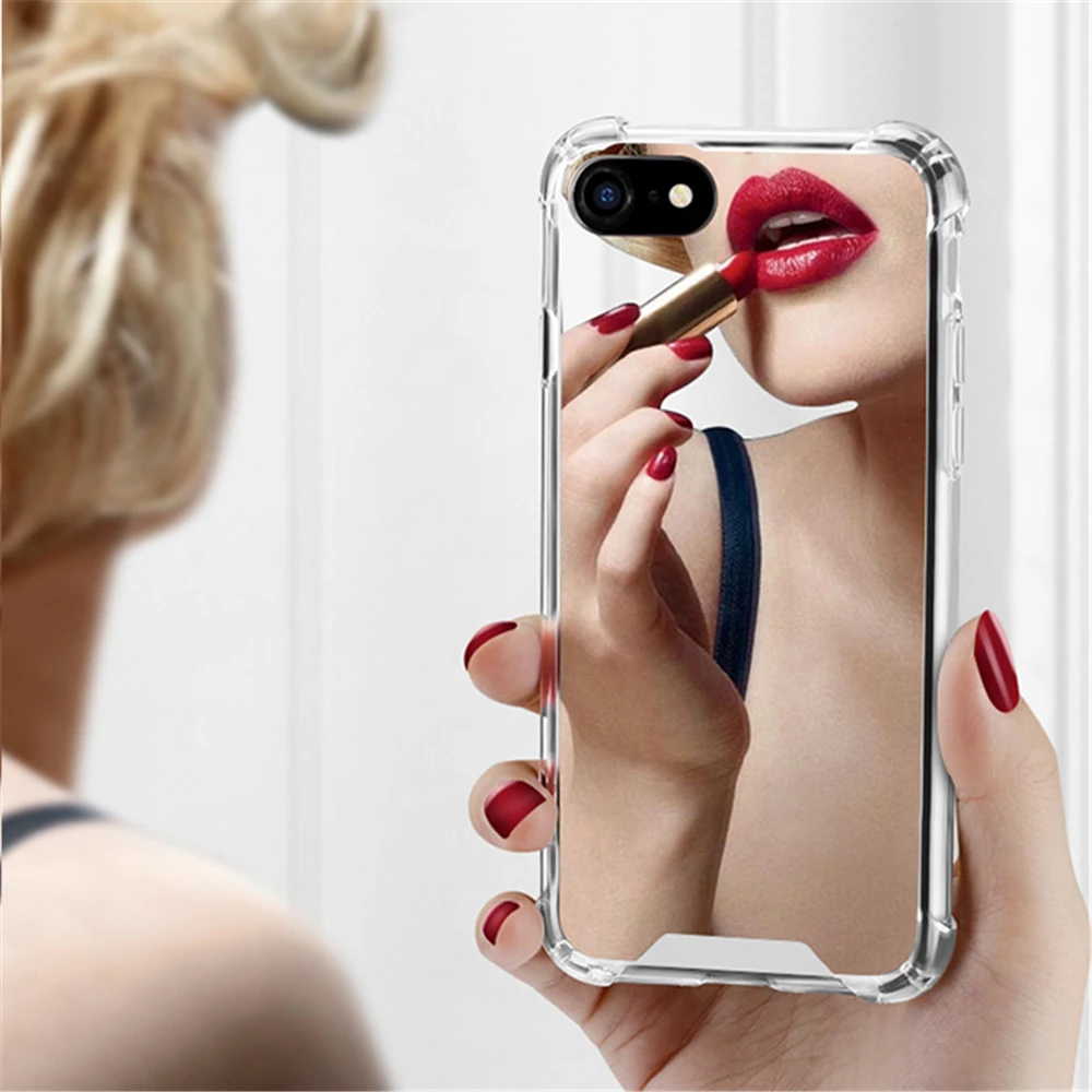 Luxury Mirror Phone Case For iPhone 6 6s 7 8 Plus X Anti-shock Solf TPU Silicone Shockproof Back Cover Full Protect Cases |