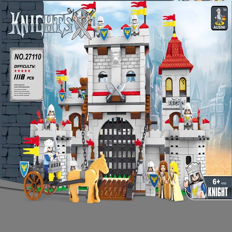 

Kingdoms Compatible medieval Castle Bricks siege tower sets Model Building Blocks knight Princess Figures Kids Toys