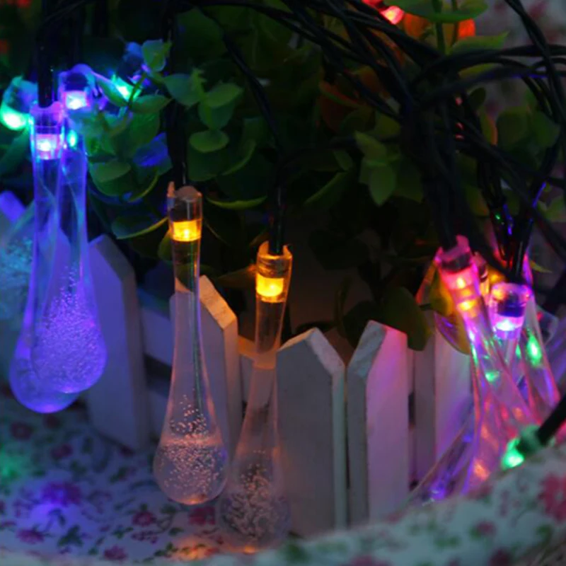 Solar Light Colorful Raindrop Solar Lamp Waterproof Christmas Holiday Outdoor Garden Decoration Fairy Solar Battery String Light (2)