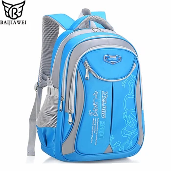 

BAIJIAWEI New Children School Bag Primary School Kid Backpack Burden Reduction Backpacks Waterproof School Bag For Boys Girls