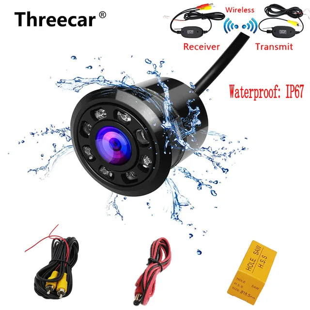

Waterproof Car Backup Camera HD Color CCD Rear View Camera 8 LED Night Vision with Wireless Rear View Transmitter & Receiver kit