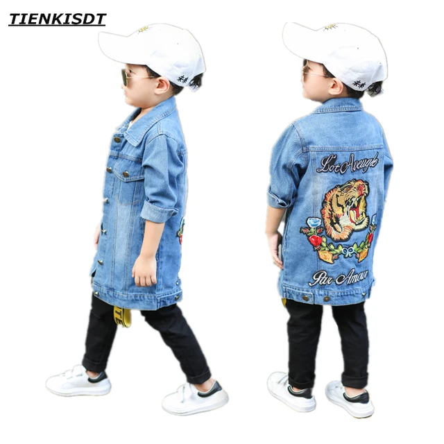 Us 2317 Juventus Trench Embroidery Pattern Rose Tiger Korean Roblox Denim Tops Baby Kids Jackets 2018 Spring Boys Girls Bobo Choses Coat In Trench - 