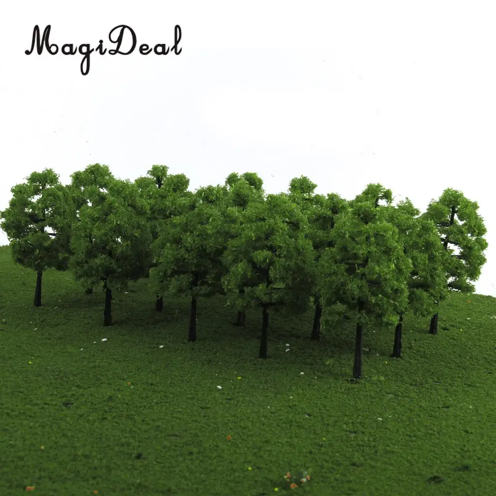 20Pcs/Pack 1:100 Scale Plastic Model Trees Train Railroad Railway Street Garden Park Scenery Layout Dark Green