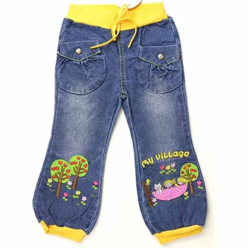

Teen Girls Jeans trees cat flowers embroider crystal button Denim Baby trousers infant outwear MH2624