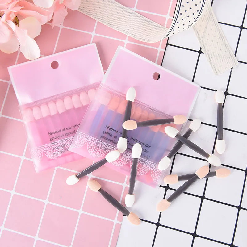 20Pcs/2set Disposable Eyeshadow Eyebrow Eyeliner Lip Brush Sponge Dual Sided Makeup Brush Applicator Tool for Women Beauty