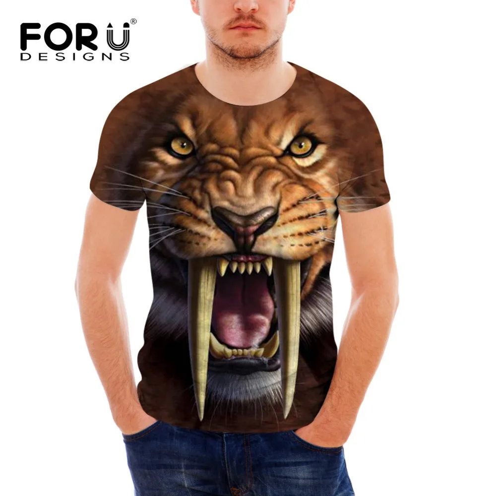 FORUDESIGNS/Новинка футболка с 3D принтом животных Мужская волком и собачкой