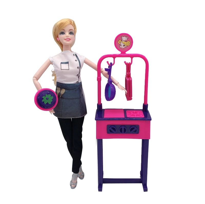 

2019 Fashion Barbies Princess Doll Mixed Suit 11.5 "Doll with Clothing Kitchen Chef Enamel Plastic Children's Accessories Toy