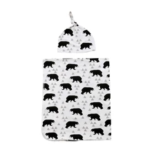 Медведь для новорожденных пеленать Одеяло детский спальный мальчиков и девочек муслин Обёрточная бумага повязка на голову