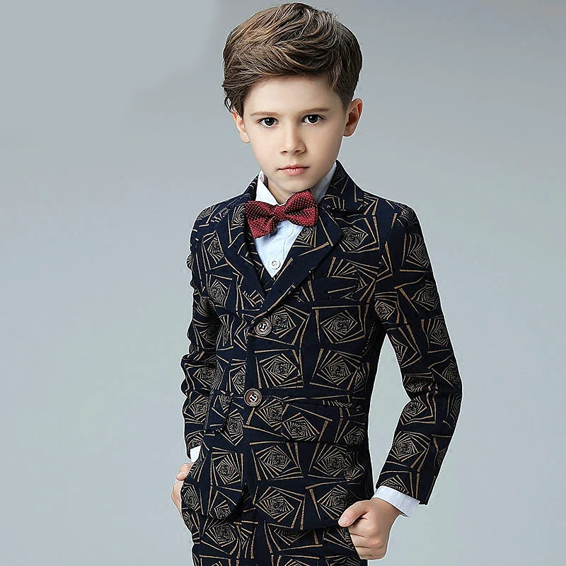 Костюмы и блейзеры для мальчиков, детская одежда, костюм для мальчиков+ штаны+ жилет+ рубашка+ галстук-бабочка, комплекты из 5 предметов, 100-170 см, однобортный британский стиль