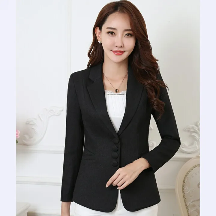 SWREDMI размера плюс 5XL элегантный деловой женский пиджак, новинка, Женский офисный блейзер для работы, Женский Повседневный костюм, пальто, весна-осень - Цвет: Черный