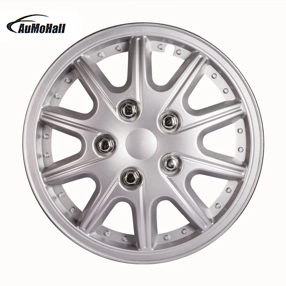 AUMOHALL 4pcs 12/13/14 Inch Car Hub Caps Vehicle Chrome Wheel Rim Skin