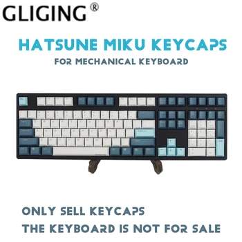 

Hatsune Miku theme color matching mechanical keyboard keycap ODM height PBT positive engraved side keycaps