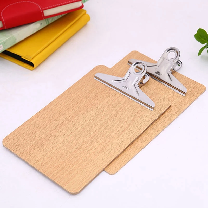 New A4 Wooden Clipboard File Folder Stationary Board Hard Board Writing Plate Clip Document Bag File Folder Clipboard Report O