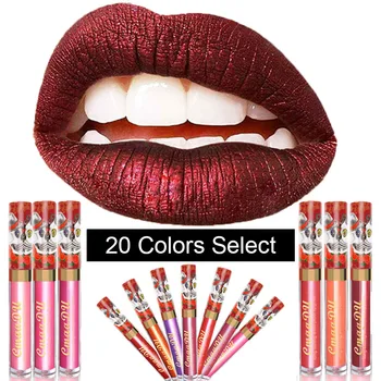 

Cmaadu brand makeup shimmer lip gloss 20 colors Skull matte liquid lipstick rose red metallic lip tint with retail box HF018